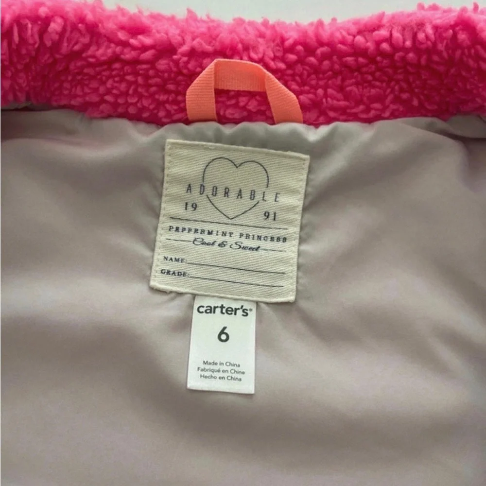 (NWOT) Carter’s Girl’s Pink Sherpa Vest, Size: 6